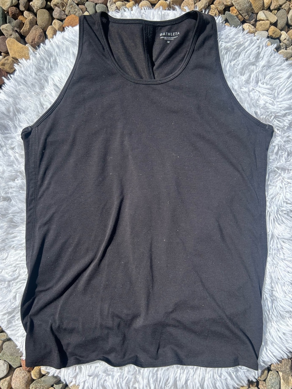 Athleta Essence Vital Tie Back Tank Top 
Color: Black 
Size: Medium